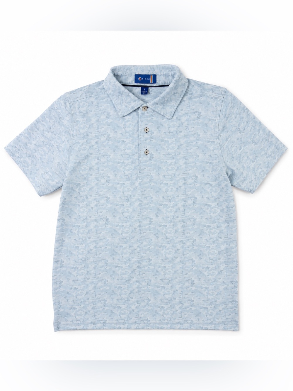 Stitch Light Blue Patterned Polo Shirt - Classic Button Boys Large